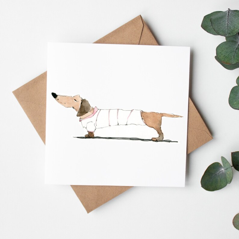 Dachshund Greeting Card, Dachshund Valentine, Doxie Lover Card, Pet Loss Gift, Sympathy card, Doxie Valentines Day Gift, Weiner Dog Card, image 2