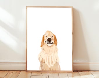 Golden Retriever Art Print, Golden Dog Art, Golden Retriever Wall Art, Gift for Golden Lover, Housewarming gift, New Baby Gift, Nursery Art