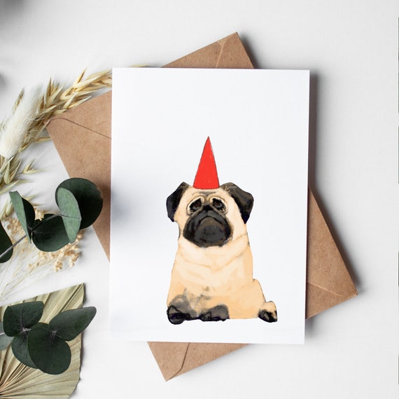 Pug Birthday Card Fawn Pug Birthday Card Pug Birthday Gift Etsy