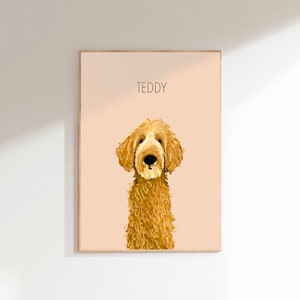 Goldendoodle Dog Art Print, Labradoodle Pet Portrait Wall Art