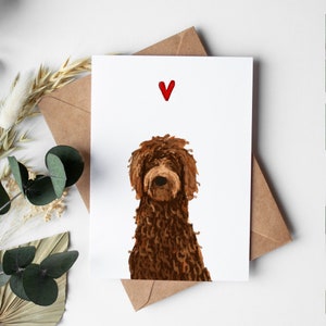 Brown Doodle Hundekarte, Chocolate Doodle Valentine, Brown Doodle Grußkarte, Jahrestagskarte, Haustier-Verlustgeschenk, Valentinstag