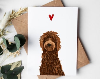 Brown Doodle Dog Card, Chocolate Doodle Valentine, Brown Doodle Greeting card, Anniversary Card, Pet Loss Gift, Valentines day
