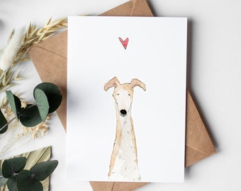 Greyhound Greeting Card, Greyhound Valentine, Whippet Pet Loss Gift, Sympathy card, Greeting card, Valentines Day, Mothers Day