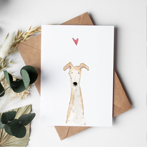 Greyhound Greeting Card, Greyhound Valentine, Whippet Pet Loss Gift, Sympathy card, Greeting card, Valentines Day, Mothers Day
