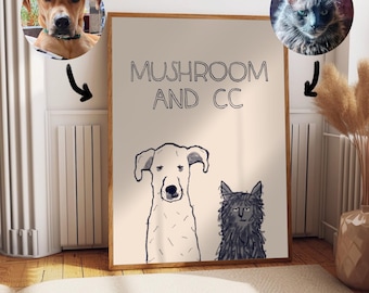 Custom Pet Portrait, Custom Pet Art Print, Unique Dog Portrait, Fun Dog Art, Simple Pet Poster, Minimalist Cat Art, Custom Dog Portrait