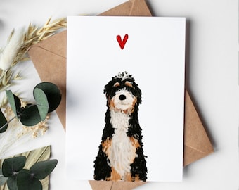 Bernedoodle Card, Bernedoodle Valentine, Bernedoodle Greeting card, Anniversary Card, Pet Loss Gift, Valentines day