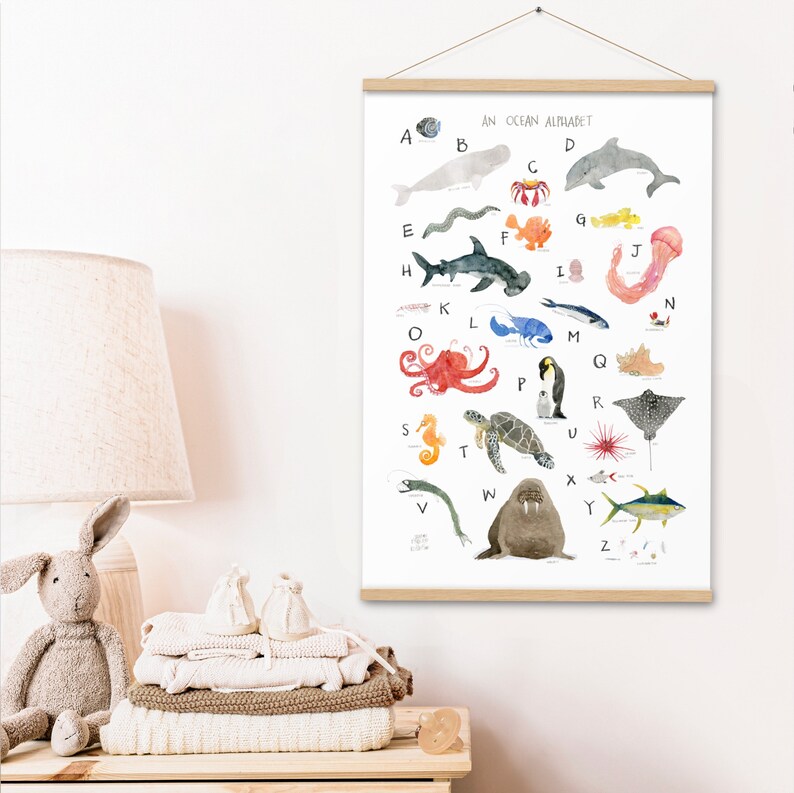Sea Animals ABC Poster Ocean Animals ABC Print Nursery - Etsy