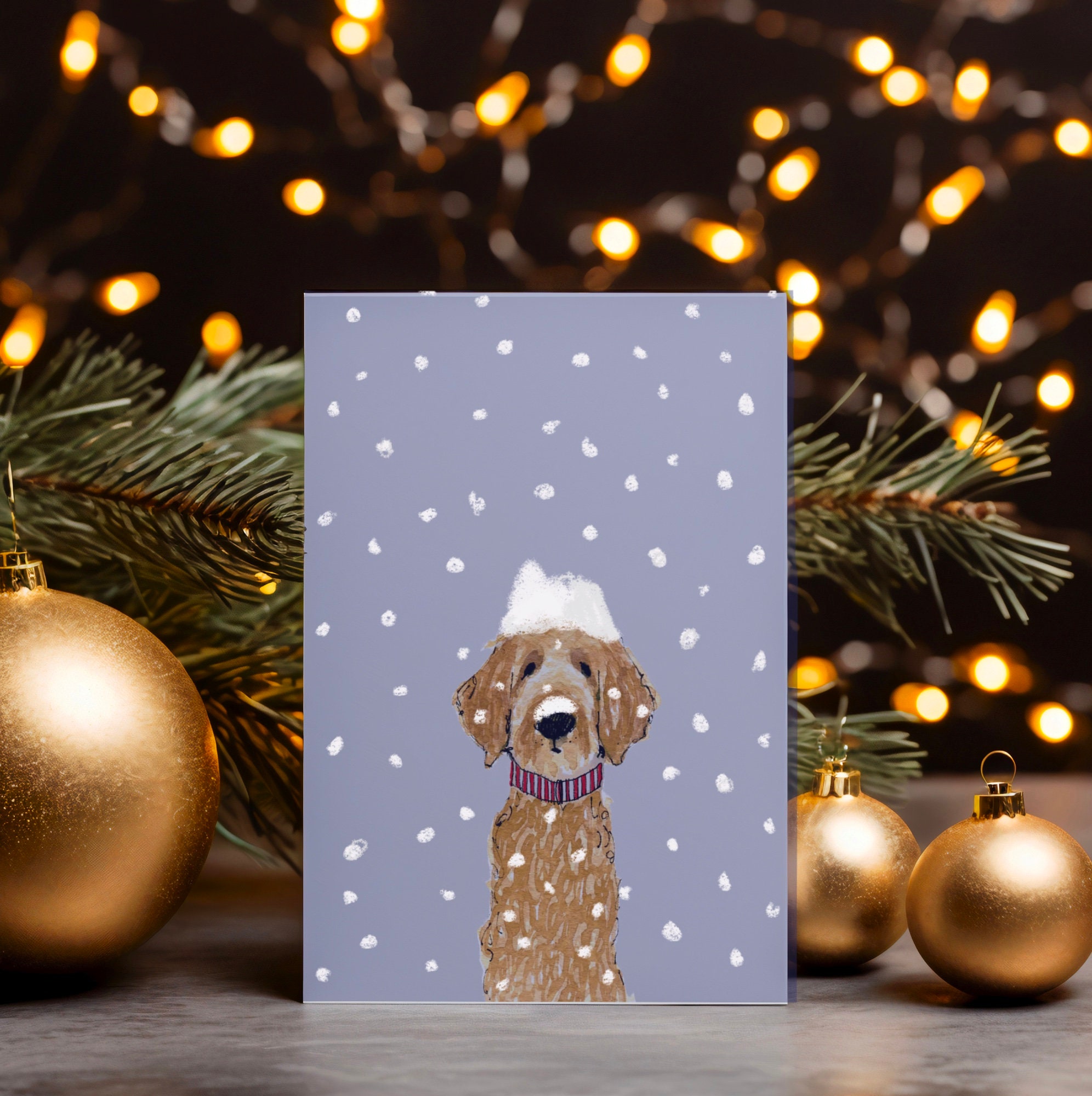 Doodle Dog Christmas Card, Custom Goldendoodle Christmas Card ...