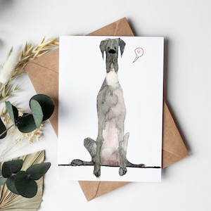 Great dane-wenskaart, Great dane Valentine, huisdier verlies cadeau, condoleancekaart, Moederdagkaart, Great dane-liefhebber, Valentijnsdagkaart,