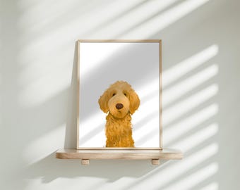 Goldendoodle Dog Art Print, Labradoodle Pet Portrait Wall Art