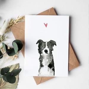 Border collie-hondkaart, border collie-sympathiekaart, border collie valentijn, Valentijnsdagkaart, border collie cadeau, cadeau verlies collie huisdier