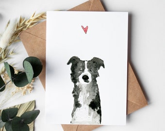 Border Collie Dog Card, Border Collie Sympathy Card, Border Collie Valentine, Valentines Day Card, Border Collie Gift, Collie Pet Loss Gift