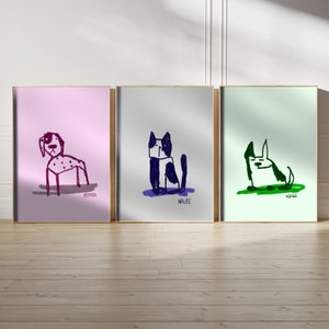 Funny Pet Portrait, Funky Dog Art, Trendy Pet Portrait, Custom Pet Art, Fun Custom Cat Print, Dog Lover Gift, Modern Dog Art, Custom Pet