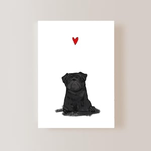 Biglietto d'auguri digitale per carlino nero, San Valentino per carlino nero, regalo per carlino nero, regalo per mamma carlino, biglietto di condoglianze per carlino nero, biglietto per carlino nero,