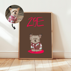 Leuk huisdierportret, huisdierafdruk voor kinderkamer, kinderkamer aangepaste huisdierkunst, funky hond illustratie, unieke kat kunstafdruk, moderne huisdier kunst aan de muur,