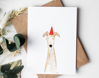 Carte d'anniversaire lévrier, carte d'anniversaire Whippet, cadeau d'anniversaire lévrier, cadeau Whippet, anniversaire Whippet, joli cadeau lévrier italien