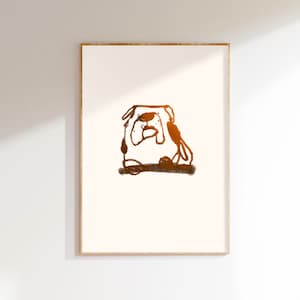 Modern Bulldog Art Print, Unique Bulldog Art, Bulldog Sketch Wall Art, Simple Bulldog Drawing, Minimalist Bulldog Poster, Ugly Dog Portrait
