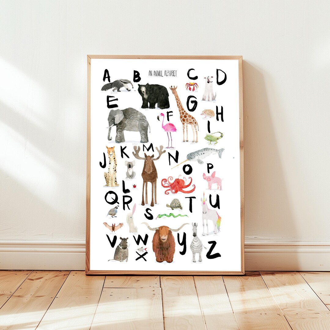 Animal ABC Print, Beautiful Animal Alphabet Art Poster, Fun ABC Wall ...