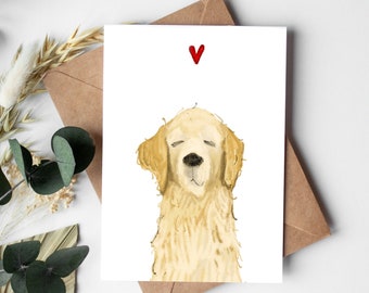 Golden Retriever Card, Golden Retriever Valentine, Golden Retriever Pet Loss Gift, Valentine's Day, Anniversary Gift