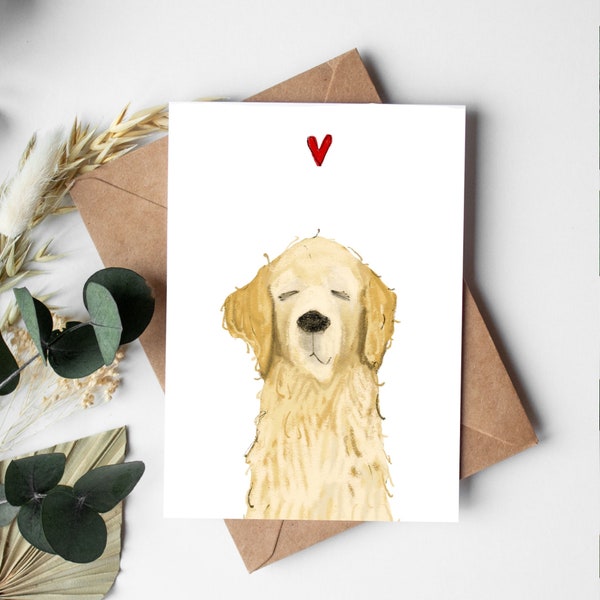 Golden Retriever Card, Golden Retriever Valentine, Golden Retriever Pet Loss Gift, Valentine's Day, Anniversary Gift