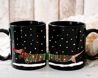 Regalo de Navidad de Dachshund, taza de Navidad de Doxie, taza de vacaciones de Dachshund, Navidad de Doxie, regalo de mamá de Doxie, regalo para amantes de Dachsund, taza de perro Weiner