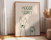 Fun Custom Pet Portrait, Simple Dog Art, Unique Pet Gift, Dog Art, Modern Cat Art Print, Modern Pet Art, Unique Custom Pet Portrait, Pet Art
