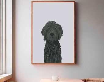 Black Doodle Art Print, Labradoodle Pet Portrait Wall Art, Doodle Lover Gift, Custom Pet Portrait, Dog Lover Gift, Doodle Mom Gift, Wall Art