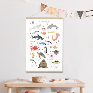 Meerestiere ABC Poster, Meerestiere ABC Print, Kinderzimmer Print, Tier Alphabet Print, Kinderzimmer Wanddeko, Nautische Dekoration, Spielzimmerdeko