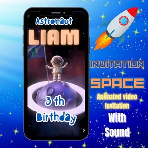 Space Animated Digital Invitation | Personalized Kids Birthday Video | Delivery via WhatsApp or Email