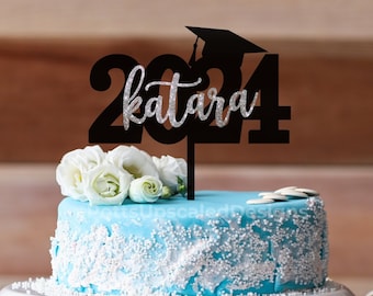 Graduation Cake Topper, Personalized Cake Topper, 2024 Grad Party Decor, High School Senior, College Grads, Class of 2024, 2025 Cake Topper