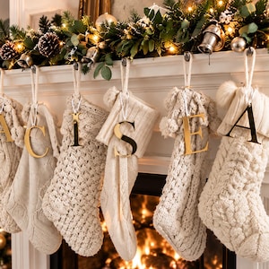 Initial Letter Christmas Stocking Ornament: Choose Serif or Cursive, Wood or Mirror Glitter Acrylic