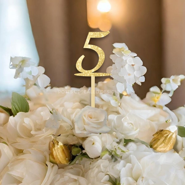 Elegant Numerical Table Number Floral Picks - Perfect for Assigned Seating at Weddings and Events with Flower Centerpieces