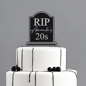 Topper per torta di compleanno RIP 20s Tombstone, decorazione divertente per compleanno, anni '30, '40, '50