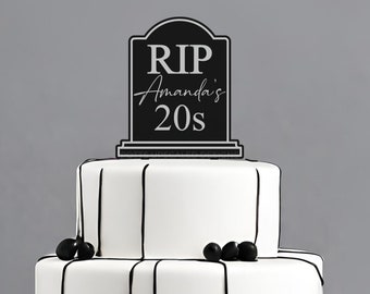 RIP 20s Tombstone Birthday Cake Topper, Funny Birthday Decoration, RIP 30s 40s 50s