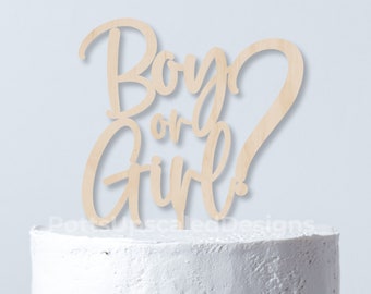 Gender Reveal Cake Topper, Boy or Girl?,  Baby Wood Cake Topper, Baby Boy or Baby Girl