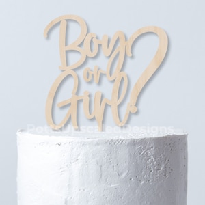 Gender Reveal Cake Topper, Boy or Girl?,  Baby Wood Cake Topper, Baby Boy or Baby Girl