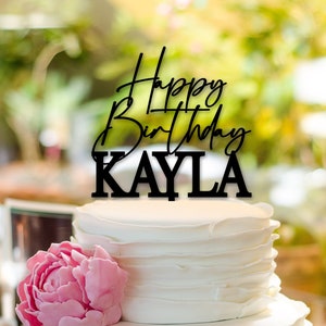 Happy Birthday Cake Topper, Personalized Name, Gold Mirror Cake Topper, Birthday Cake, Party Decor, Custom Cake Topper, Birthday Gift