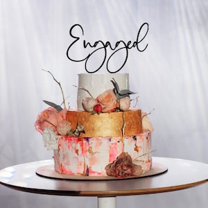 Engagement Proposal Engaged Rose Gold Mirror Acrylic Cake Topper.149 