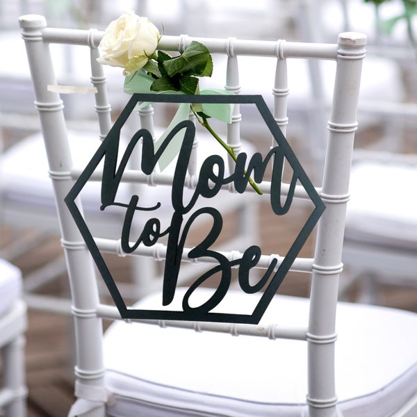Hexagon Mom to Be Sign, Baby Shower Decor, Dad to Be, Baby Announcement, Gold Glitter Chair Signs, New Mommy, Backdrop Photography Prop