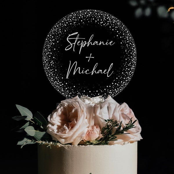 Personalized Cake Topper, Custom Cake Topper, Engraved Clear Acrylic, Wedding Gift Keepsake, Anniversary Cake Topper, Bridal Gift