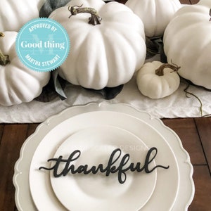 Thankful Place Card for Thanksgiving Table Decor, Set of 4 - Thankful, Blessed, Grateful and Gather