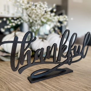 Thankful Sign, Thanksgiving Decor, Fall Centerpiece, Shelf Ledge Mantle Decor, Autumn Decoration, Grateful Blessed and Gather Signs image 3