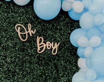 Oh Boy Baby Shower Sign, Large Party Backdrop Decoration, Laser Cut Wood Photoshoot Prop, Baby Sprinkle Gender Reveal Babys Room Wall Signs