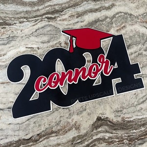 Class of 2024 Deluxe Graduation Sign in Black Red and White for senior pictures and grad party decor