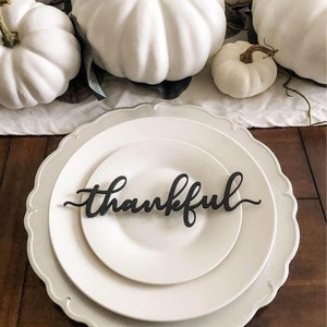 Thankful Tischkarte für Thanksgiving Tischdekoration, 4er-Set - Thankful, Blessed, Grateful und Gather