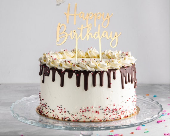 Acrylic Cake Topper Happy Birthday Sign Bouquet Plant Picks - Etsy UK