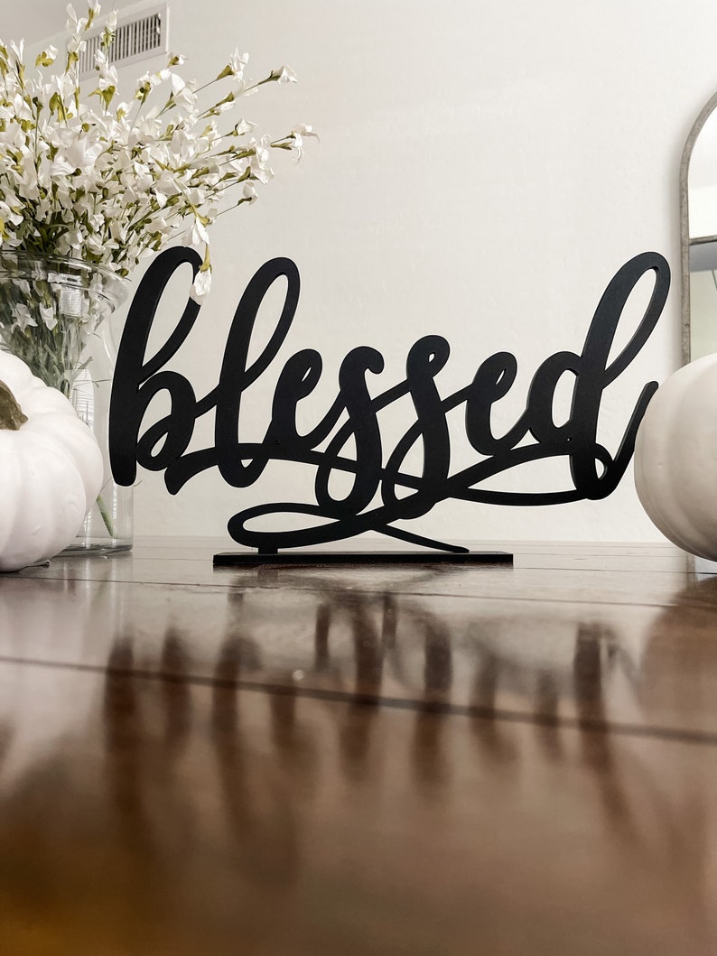 Thankful Sign, Thanksgiving Decor, Fall Centerpiece, Shelf Ledge Mantle Decor, Autumn Decoration, Grateful Blessed and Gather Signs blessed
