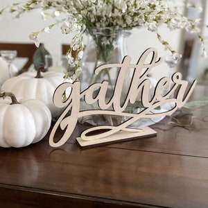 Thankful Sign, Thanksgiving Decor, Fall Centerpiece, Shelf Ledge Mantle Decor, Autumn Decoration, Grateful Blessed and Gather Signs gather