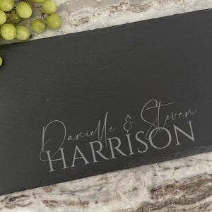 Engraved Slate Serving Board Tray, Personalized for Housewarming or Wedding Gift
