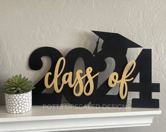 Class of 2024 Sign, Graduation Cap Wood Sign, 2023 Grad Party Backdrop Decor, High School or College Grads, Senior Pictures, Laser Cut Wood